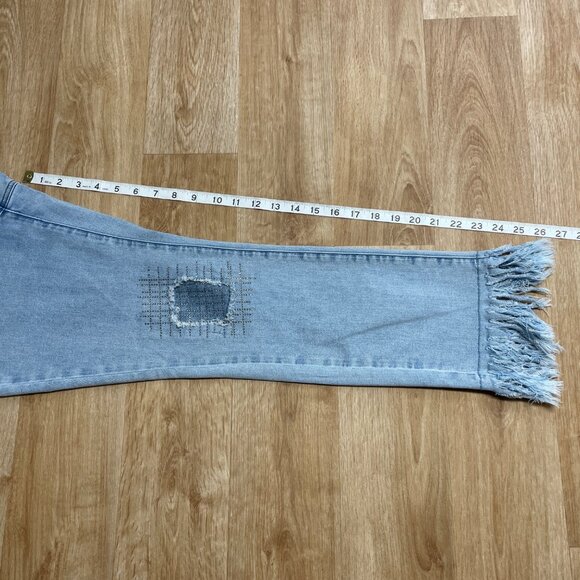 JOSEPH RIBKOFF JEANS RHINESTONE JEWEL FRAYED LIGHT WASH HIGH RISE SIZE 4 PATCHED - Picture 13 of 13